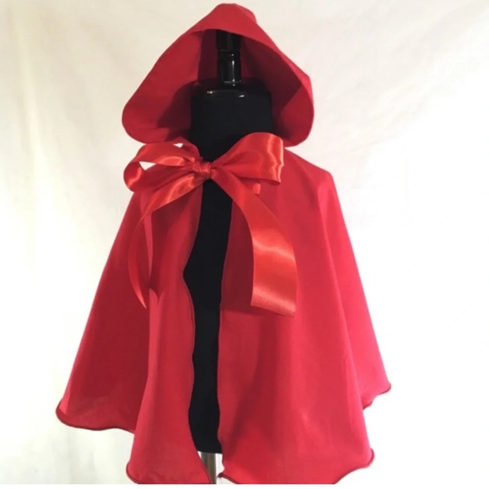Custom Listing Red Riding Hood Cape and Barrettes - Picture 3 of 4